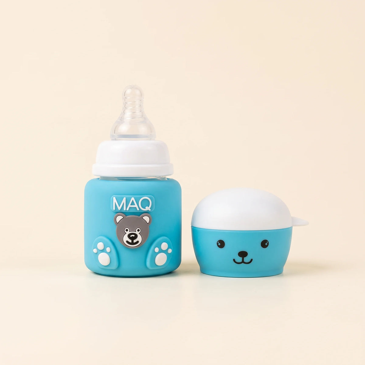 Aqua Bear Glass Baby Feeder