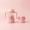Baby Pink Elephant Glass Baby Feeder with Handles
