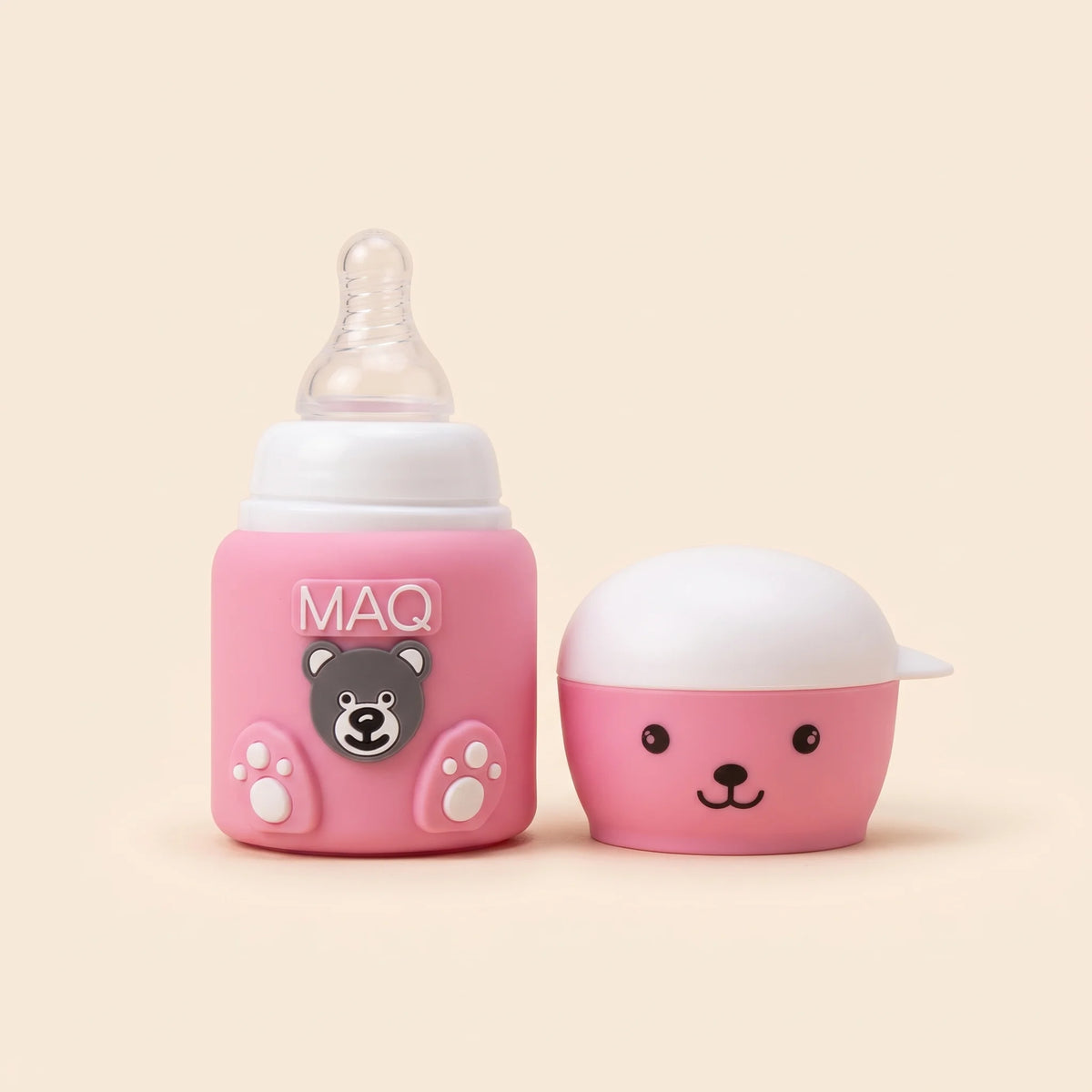 Pink Bear Glass Baby Feeder