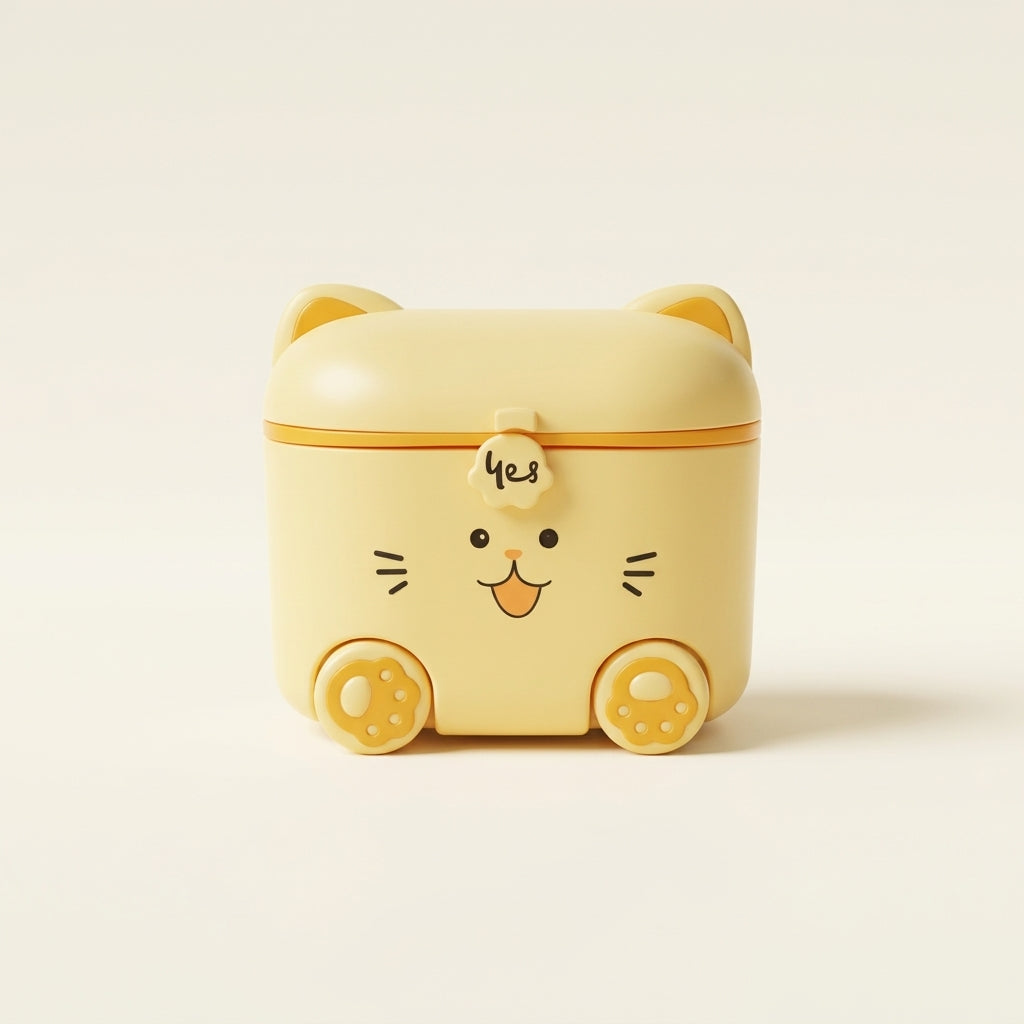 Yellow Cat Design Baby Milk Powder Container