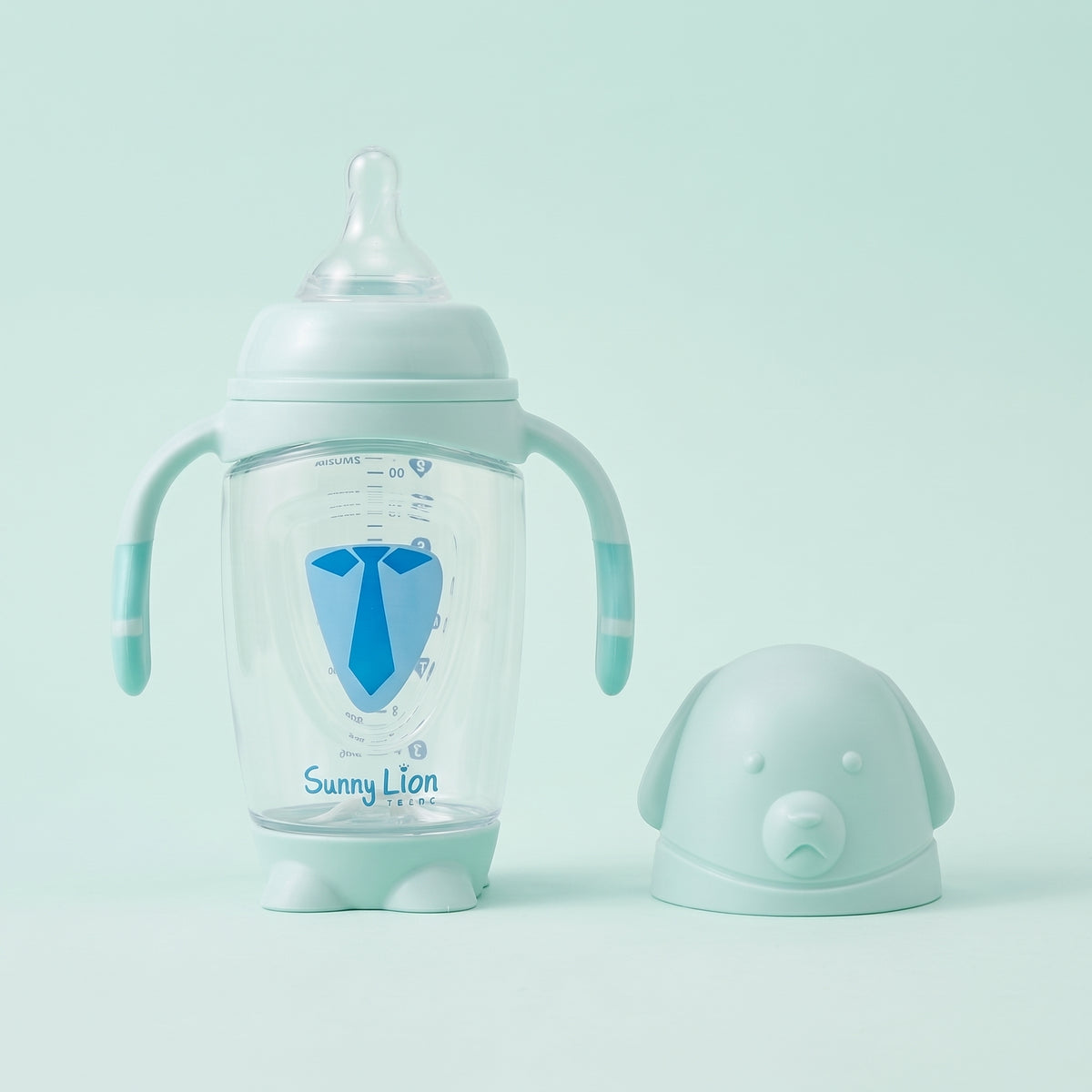 Baby Feeder with Handles – Mint Green Sunny Lion Design