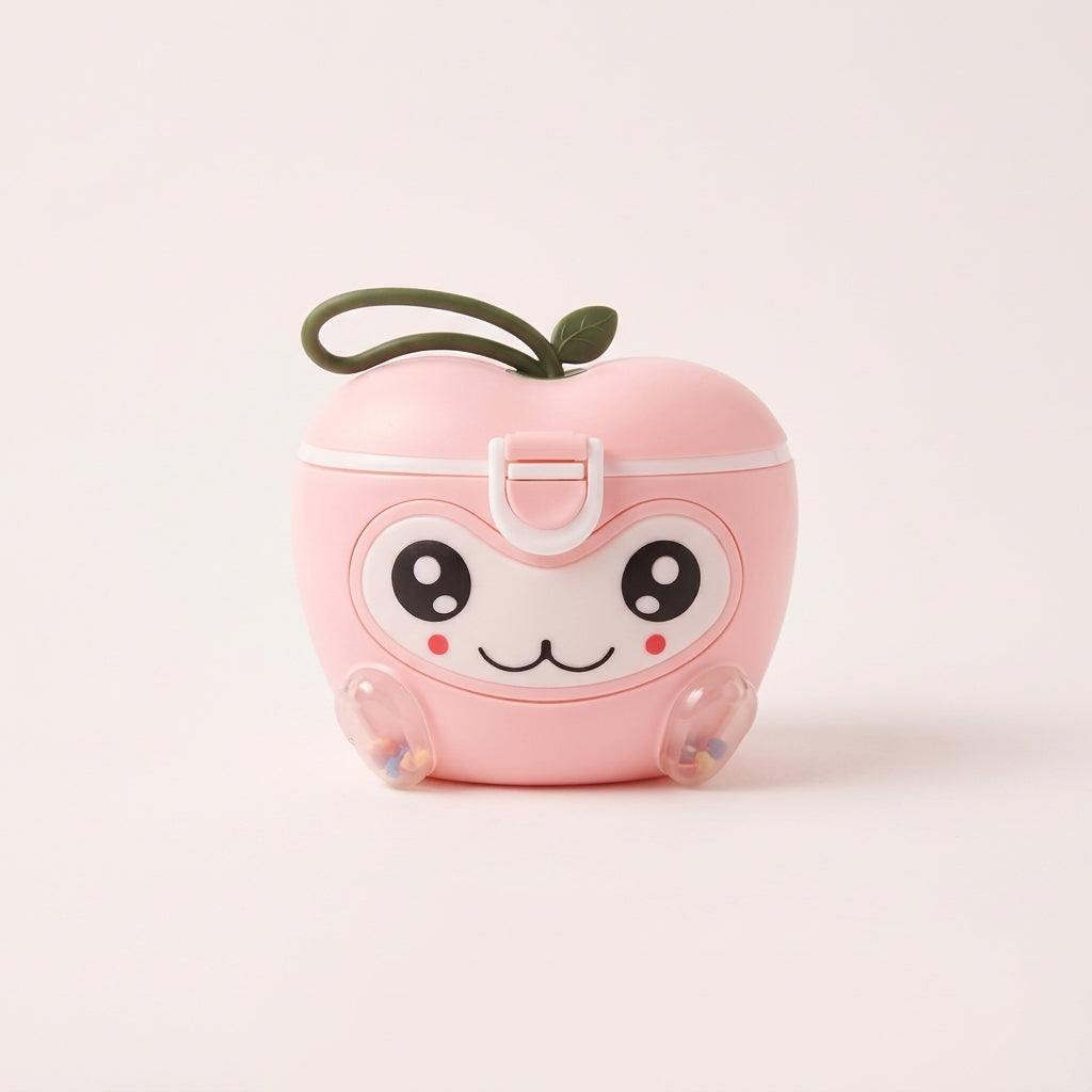 Pink Apple Design Baby Milk Powder Container with Carry Loop