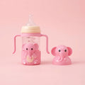Pink Elephant Glass Baby Feeder with Handles