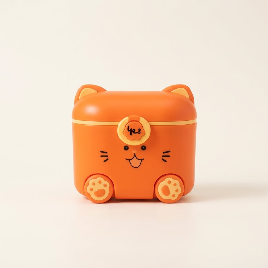 Orange Cat Design Baby Milk Powder Container