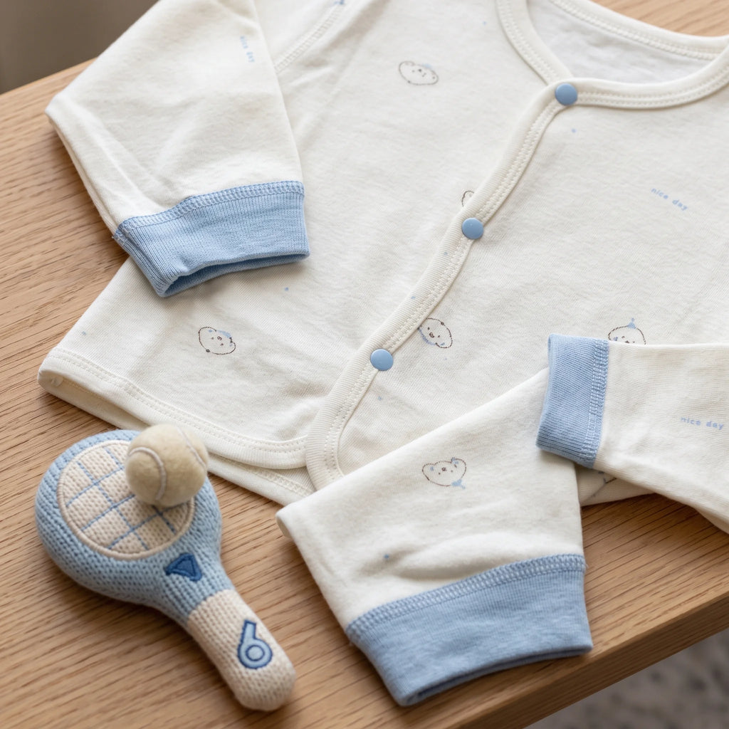 Long Sleeve Button Up Baby Pajama Outfit Set