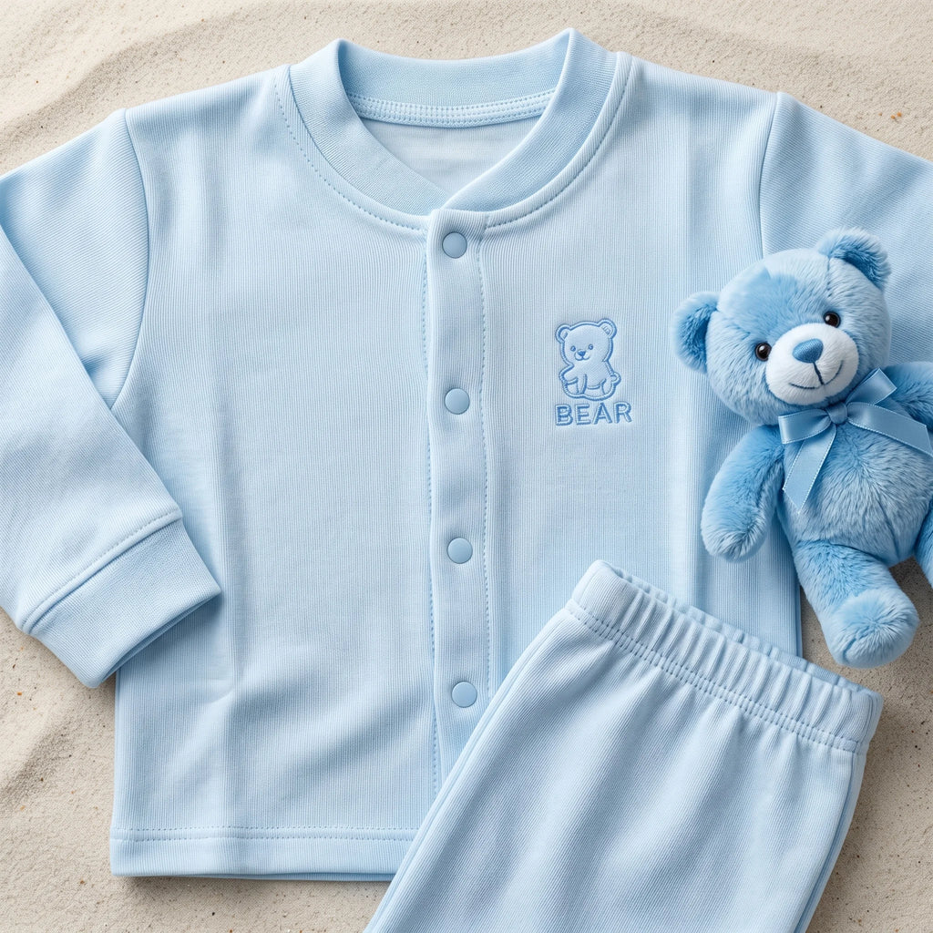 Cozy Long Sleeve Button Down Baby Pajama Set