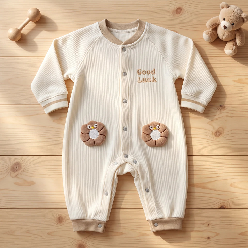 Long Sleeve Ribbed Knit Baby Romper Jumpsuit