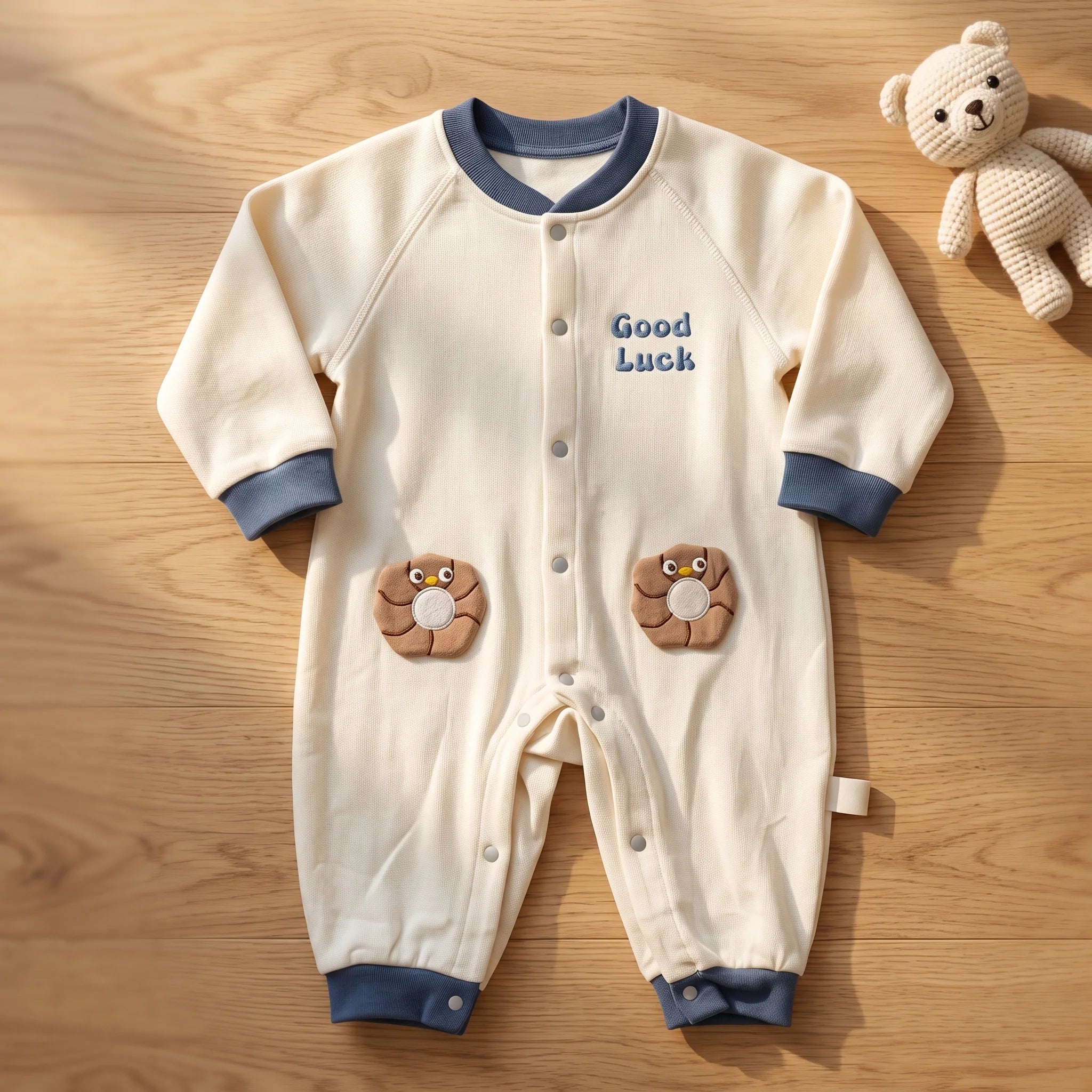 Long Sleeve Cotton Baby Romper With Snap Closures
