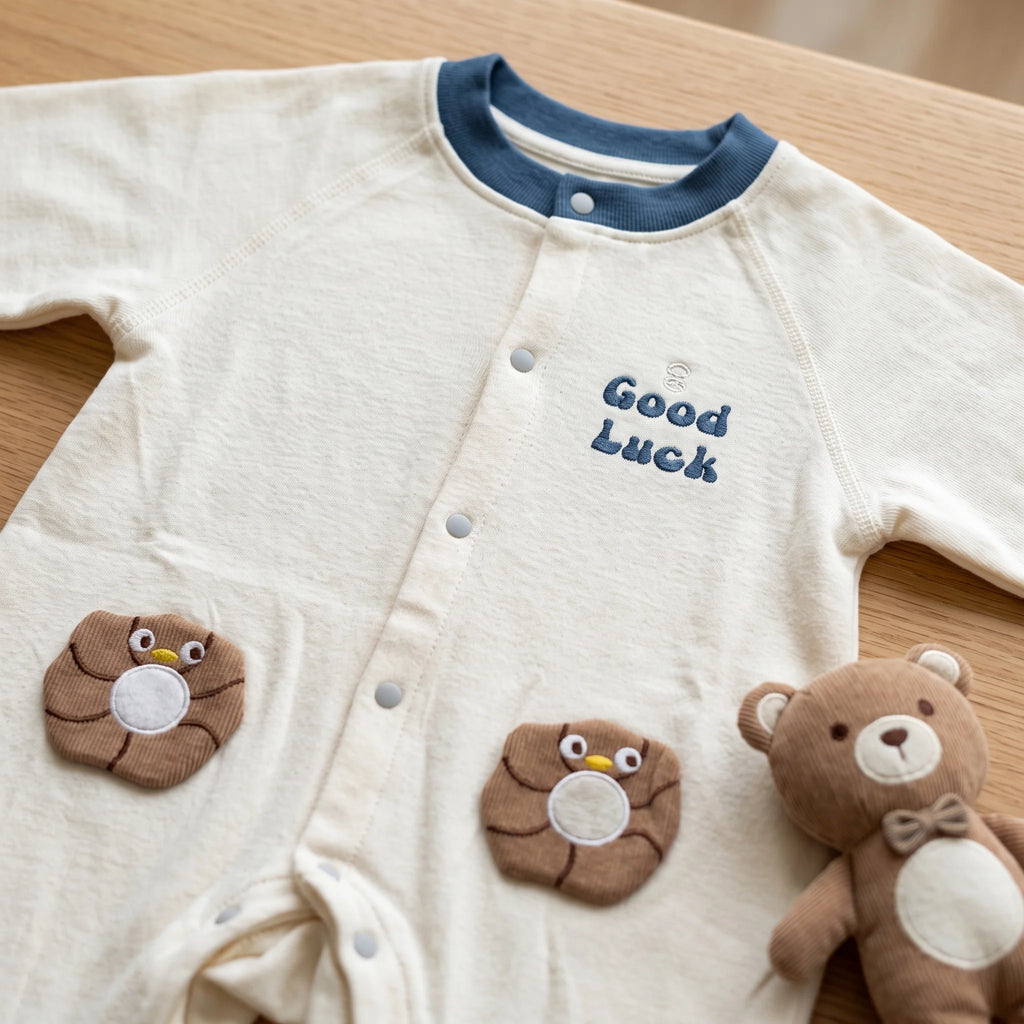 Long Sleeve Cotton Baby Romper With Snap Closures