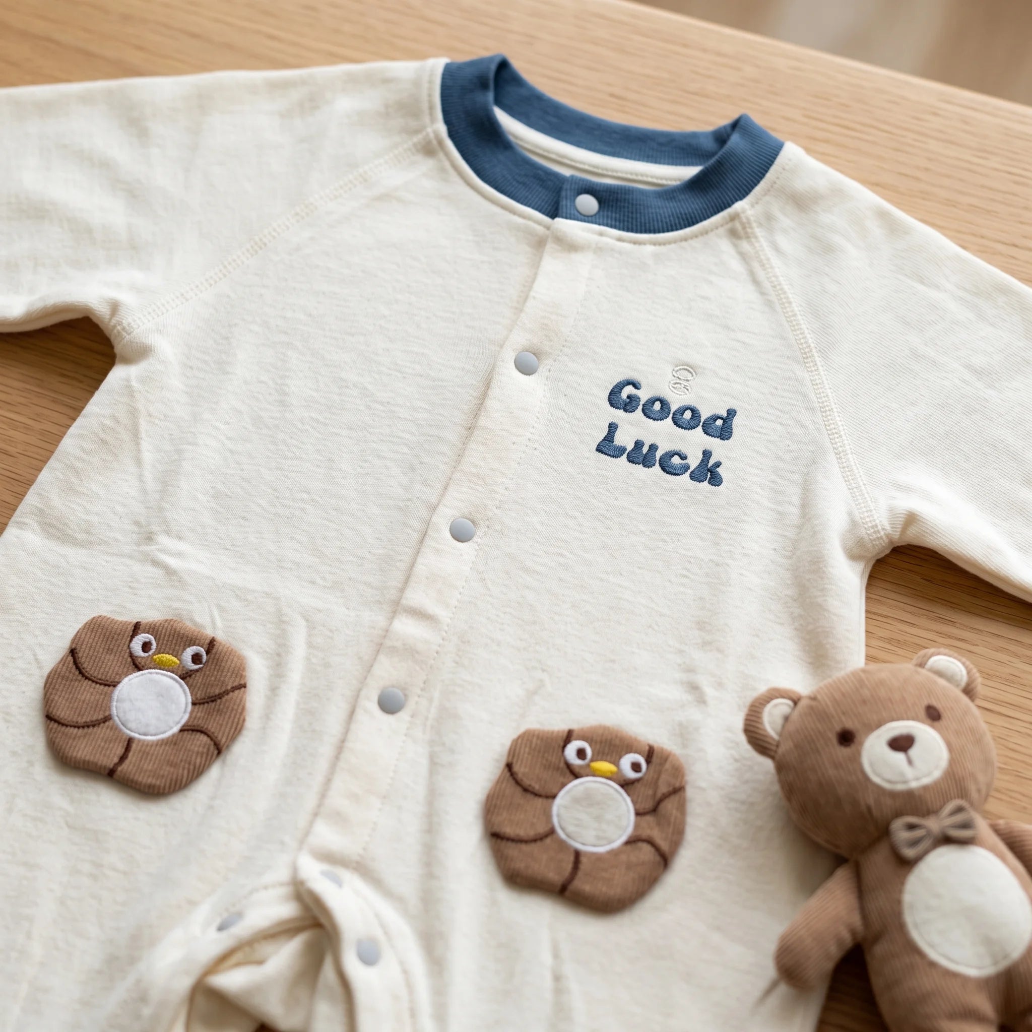 Long Sleeve Cotton Baby Romper With Snap Closures
