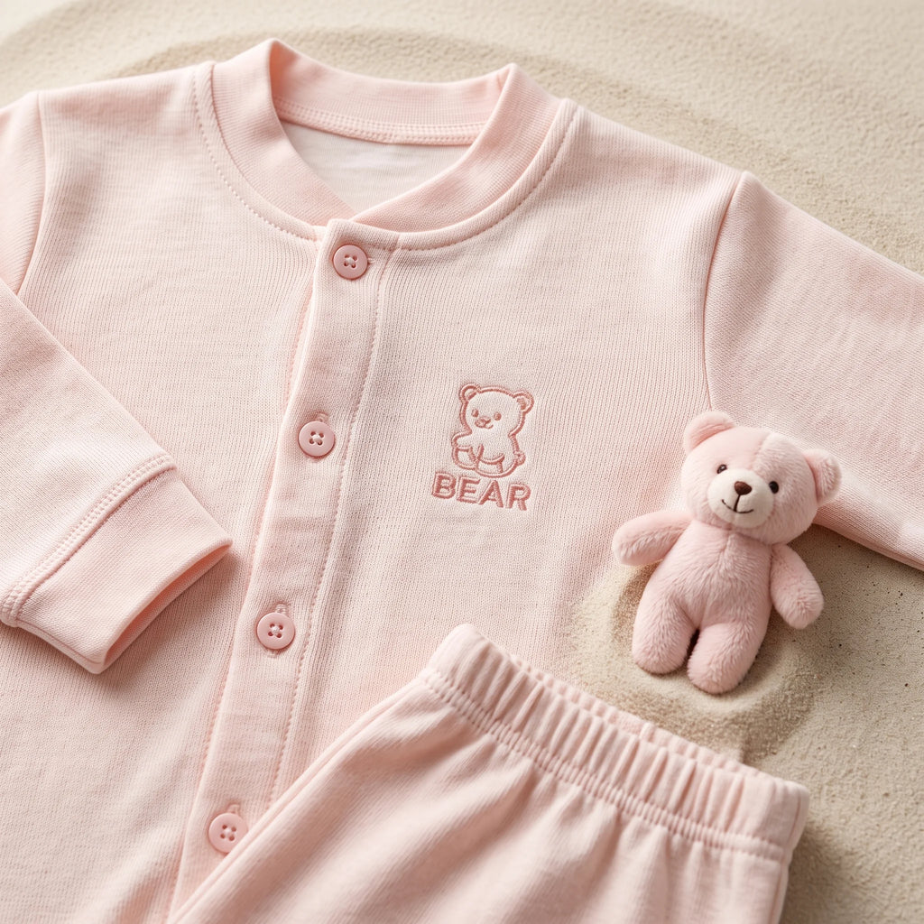 Cozy Long Sleeve Button Up Top and Pants Set for Infants