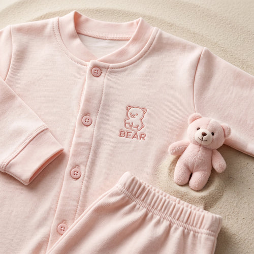 Cozy Long Sleeve Button Up Top and Pants Set for Infants