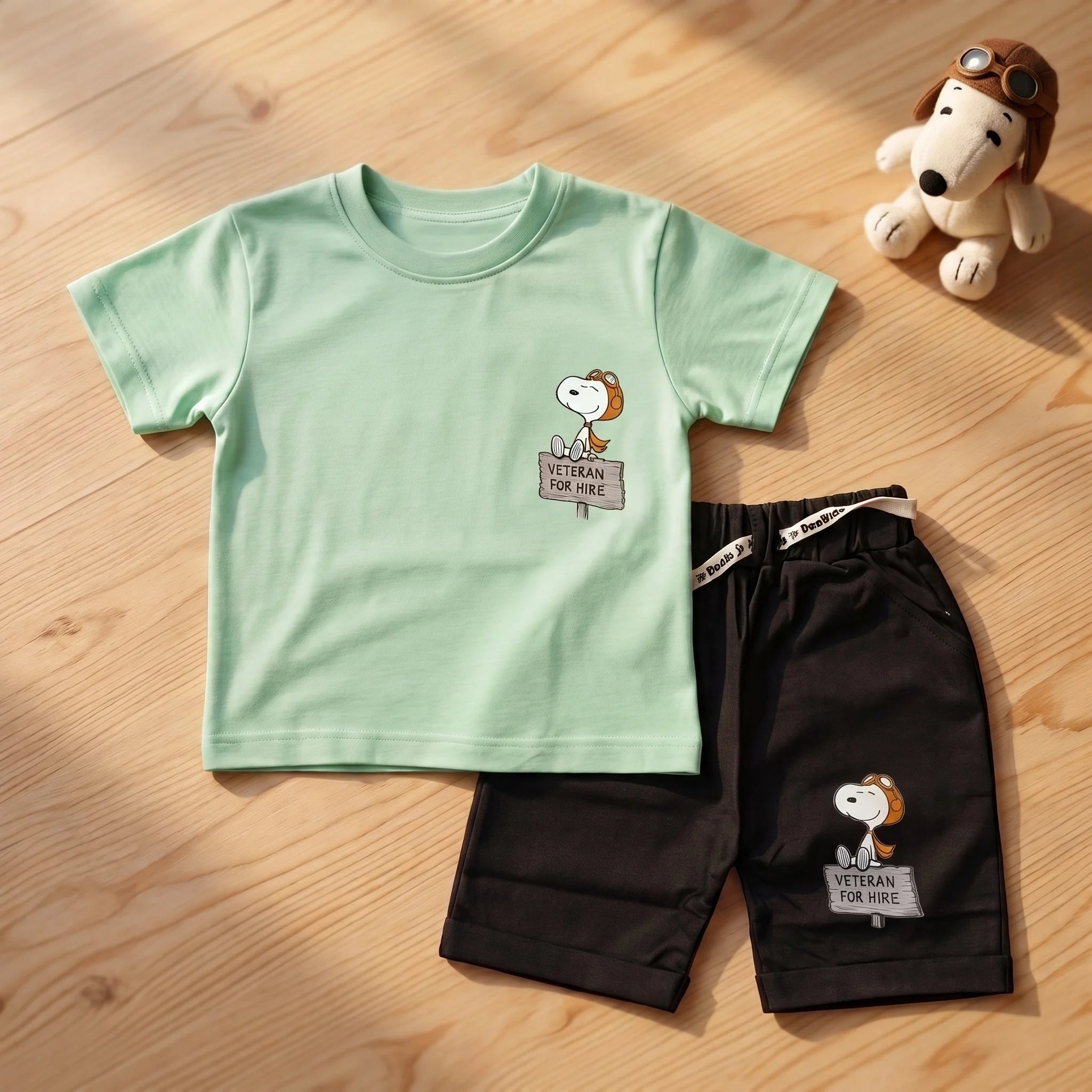 Peanuts Snoopy Graphic Short Sleeve T-Shirt and Shorts Set