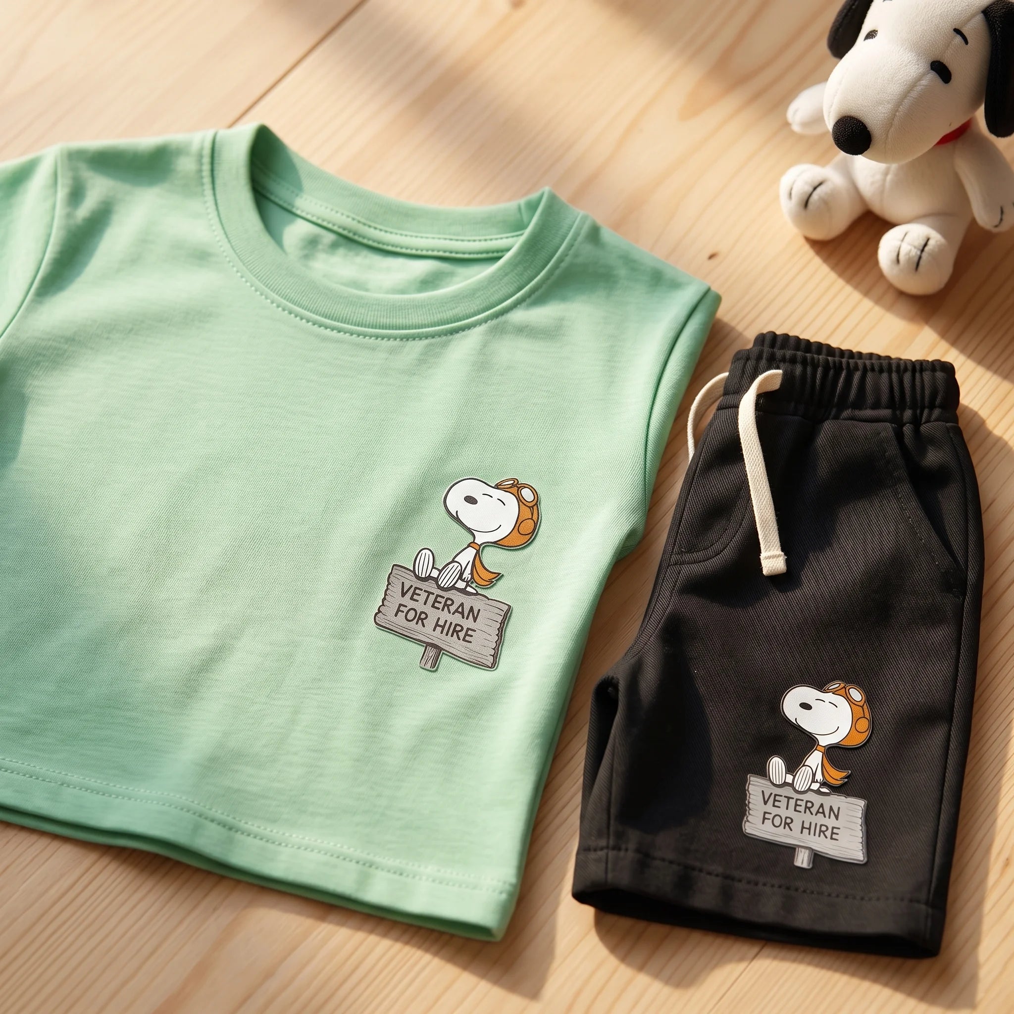 Peanuts Snoopy Graphic Short Sleeve T-Shirt and Shorts Set
