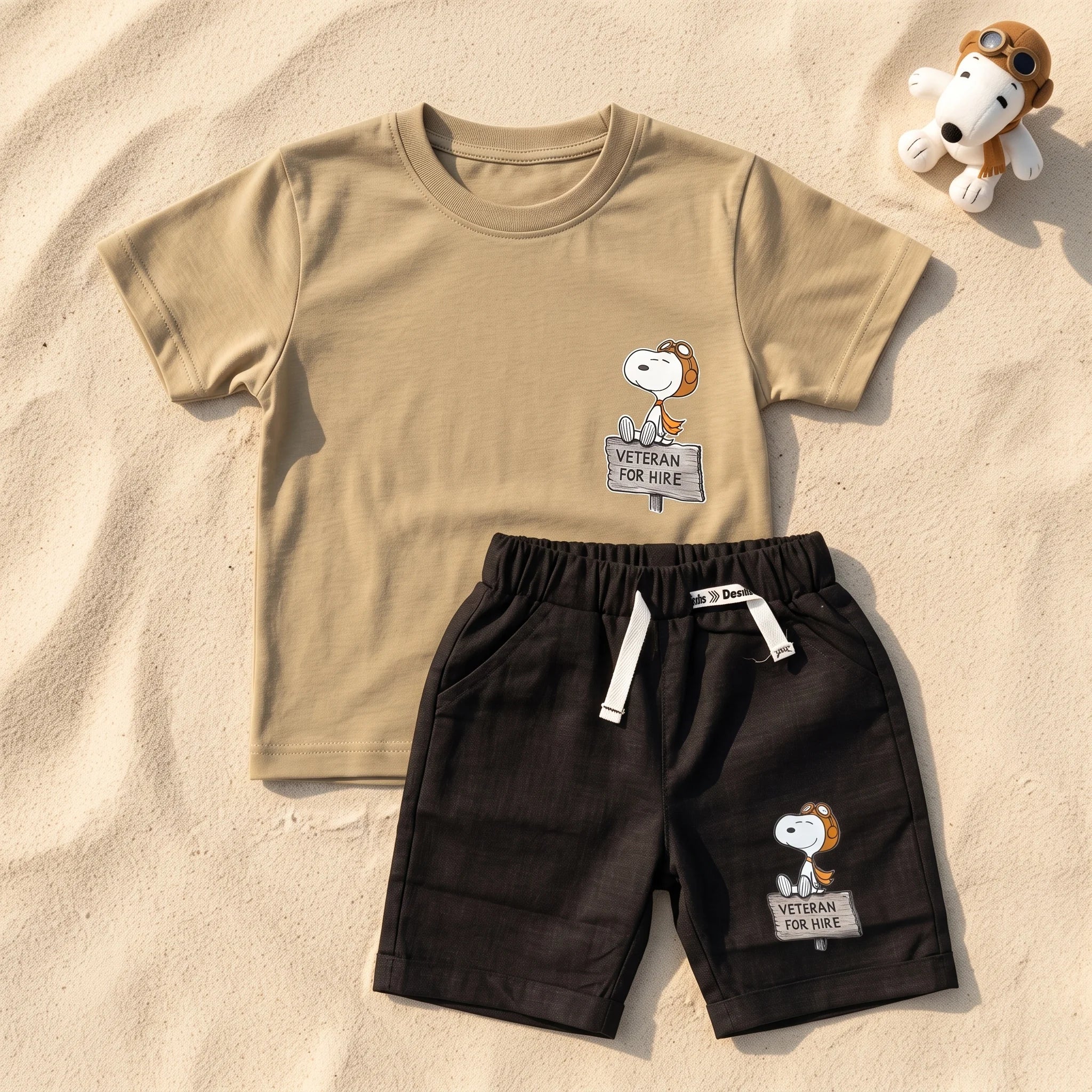 Graphic Print T-Shirt and Shorts Set for Toddlers