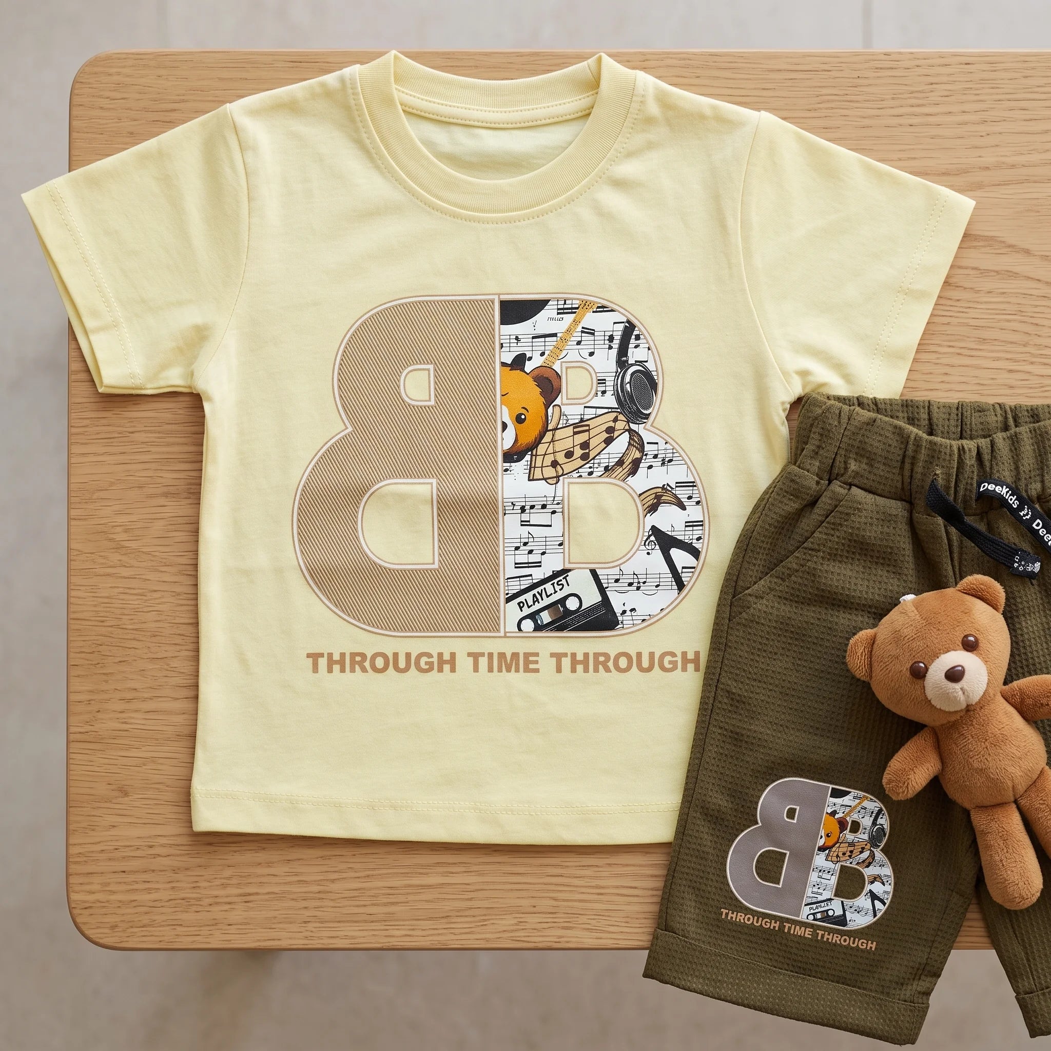 Graphic Print Short Sleeve T-Shirt and Shorts Set