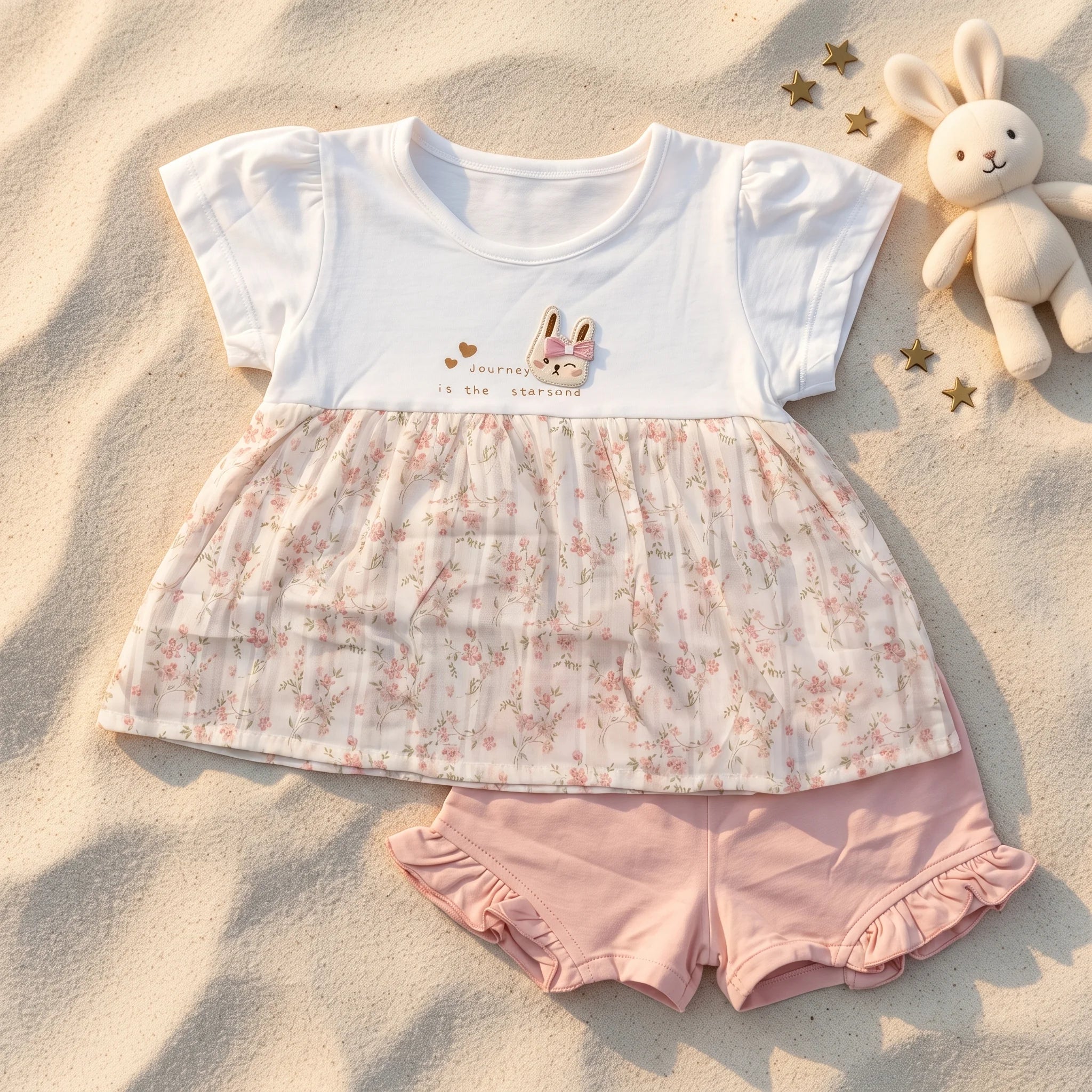 Floral Print Baby Girl Top and Shorts Outfit Set